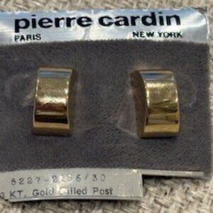Pierre Cardin-Paris-New York pierced earrrings-Polished gold